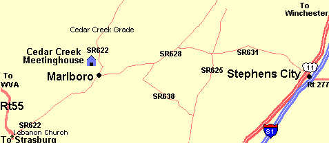 Map for Cedar Creek Meeting House